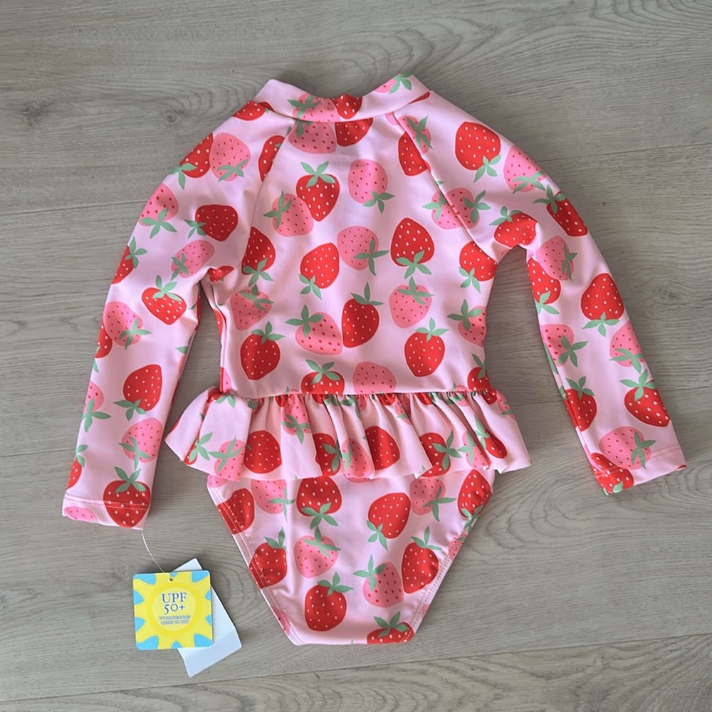 Little Me Strawberry Print Rashguard Set - Picture 3 of 5